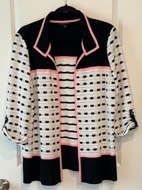 Ming Wang Office Church Wear Acrylic Knit Blend Cardigan Topper Sz. L